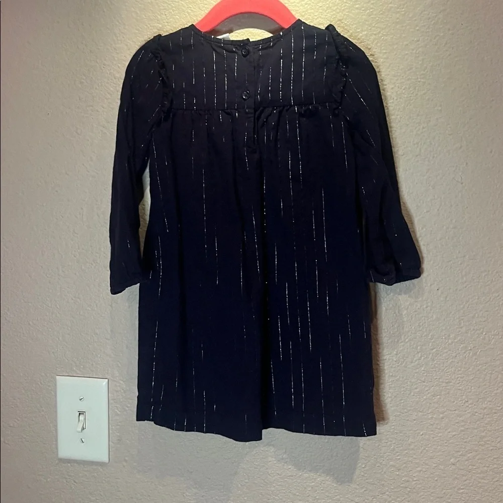 Baby GAP Girl’s Blue Silver Dress Smocked Front Detail Size 3T